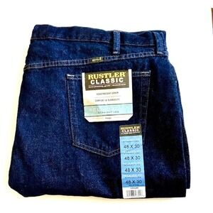 Wrangler/Rustler Men Relaxed Fit Straight Leg Heavyweight Denim Jeans 48x30 NWT